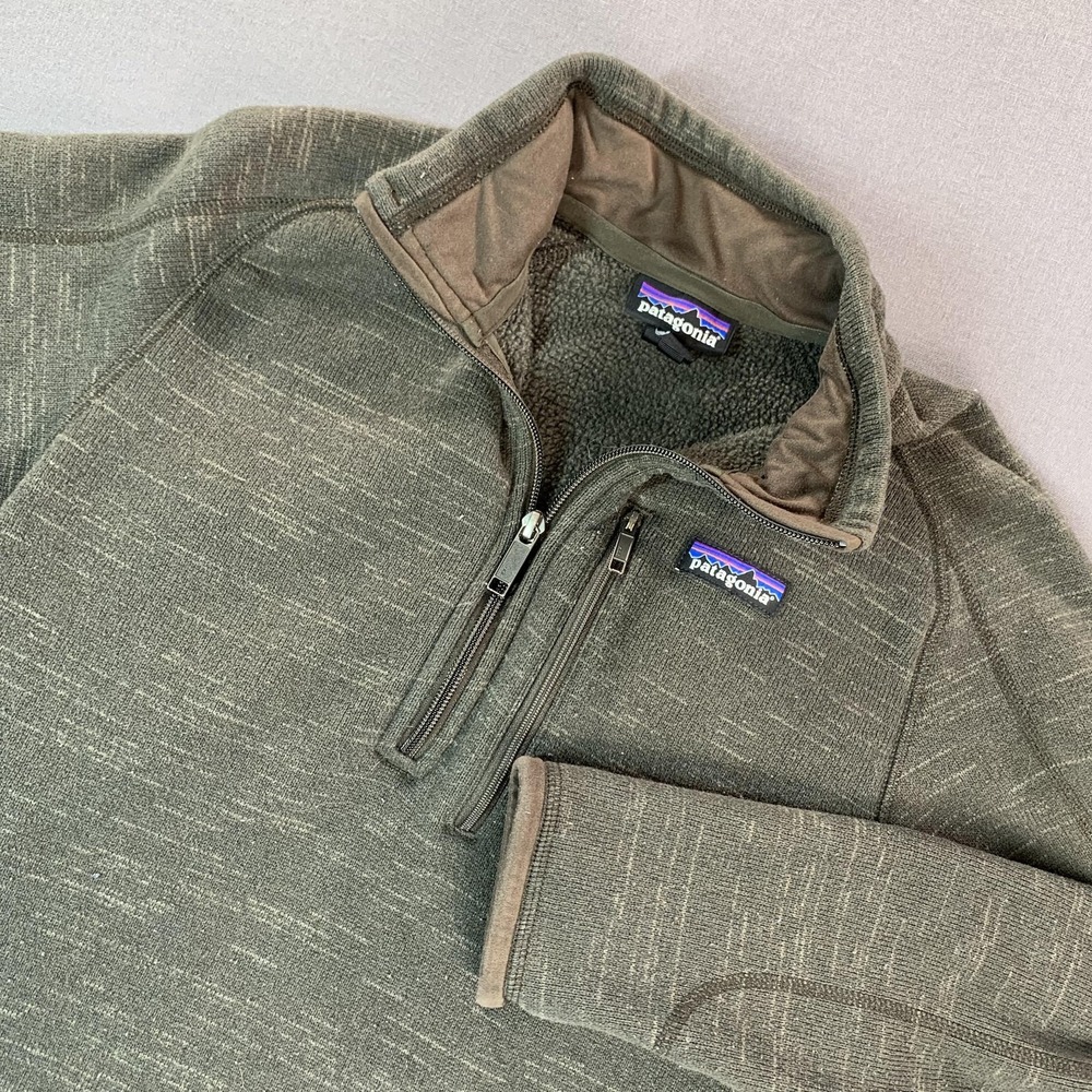 Patagonia Better Sweater 1/4 Zip Pullover Mens Small Green Fleece Hiking Pocket